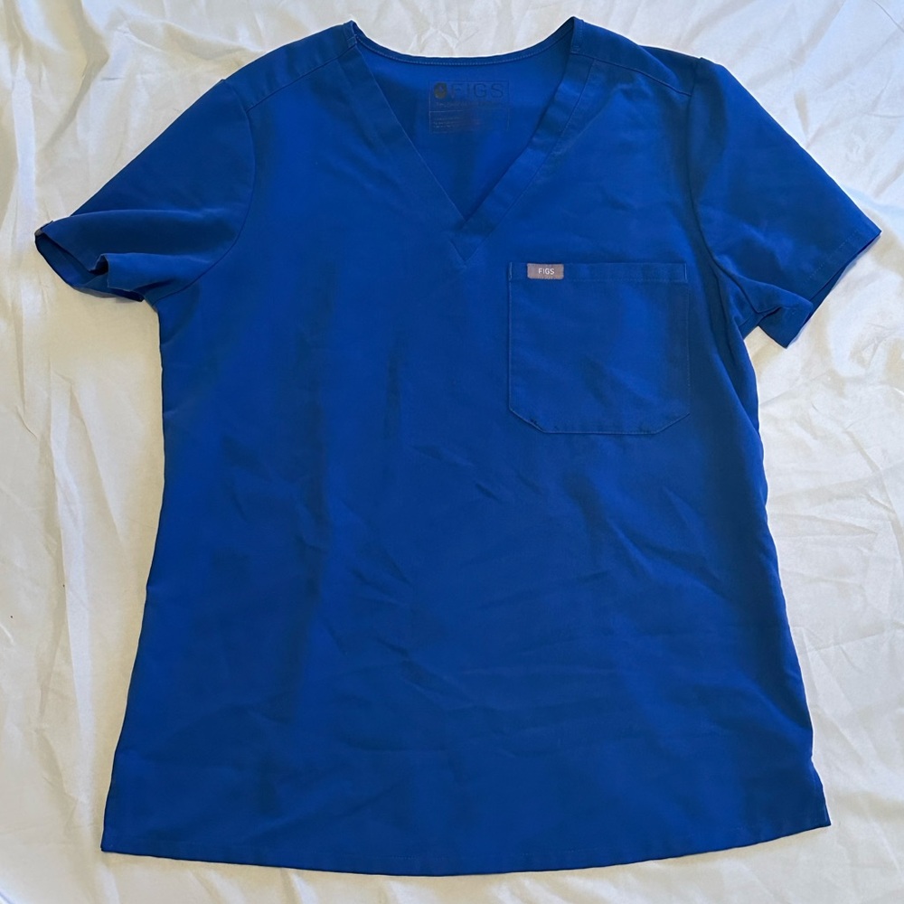 FIGS Small Royal Blue Catarina One-Pocket Scrub Top